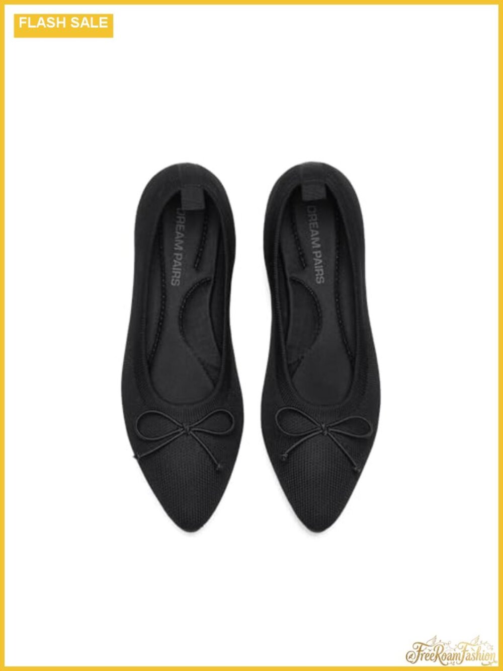 Women's Knit Ballet Flats Pointed Toe Bow-Knot Foldable Dress Shoes